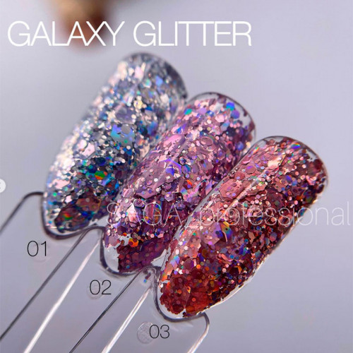 Глітерний гель SAGA Galaxy glitter №001 (прозорий з голографічними сріблястими блискітками) 8 мл