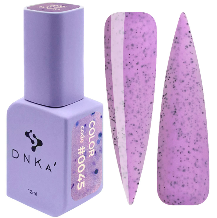 Гель-лак для нігтів DNKa №0045 (світлий фіолетовий з крихтою, емаль), 12 мл