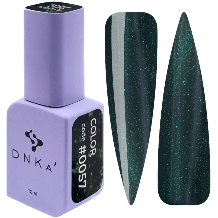 Гель-лак для ногтей DNKa №0057 (темно-зеленый с микроблеском, эмаль), 12 мл