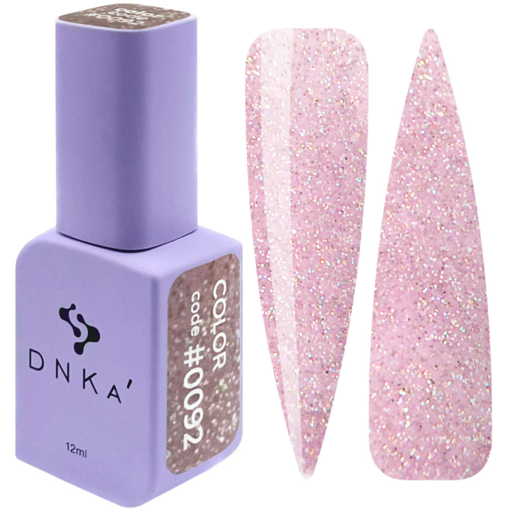 Гель-лак для ногтей DNKa №0092 (бледно-розовый с блестками)12 мл