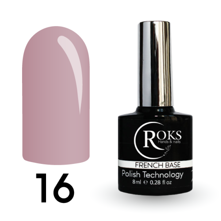 Камуфлююча база для нігтів ROKS Base Rubber French №016 (світло-рожевий) 8 мл