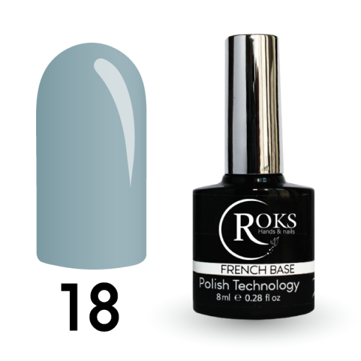 Камуфлирующая база для ногтей ROKS Base Rubber French №018 (приглушенный голубой) 8 мл