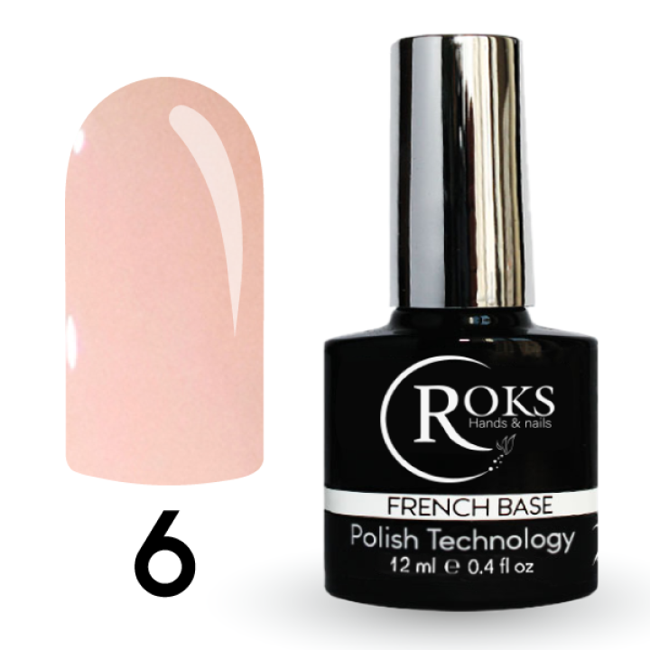 Камуфлююча база для нігтів ROKS Base Rubber French №006 (ніжно-рожевий) 12 мл