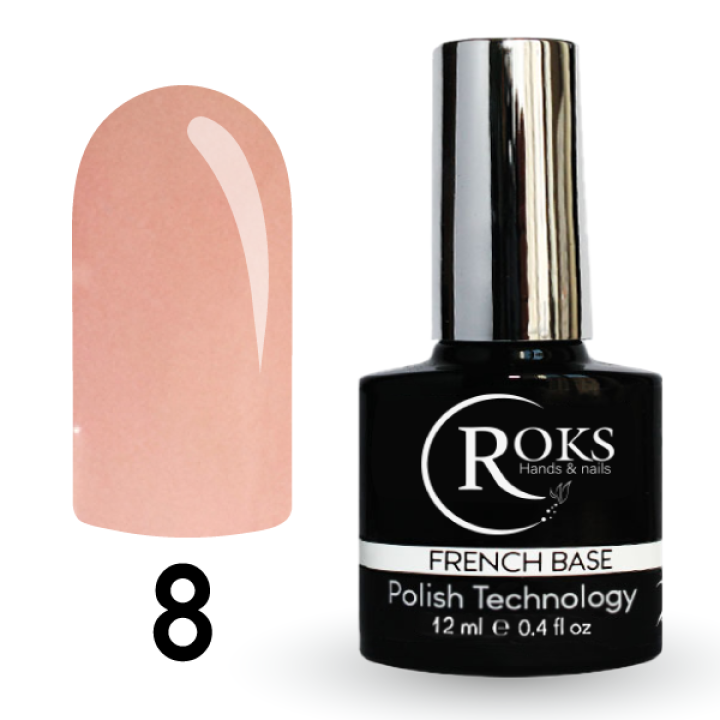 Камуфлююча база для нігтів ROKS Base Rubber French №008 (темний рожевий) 12 мл