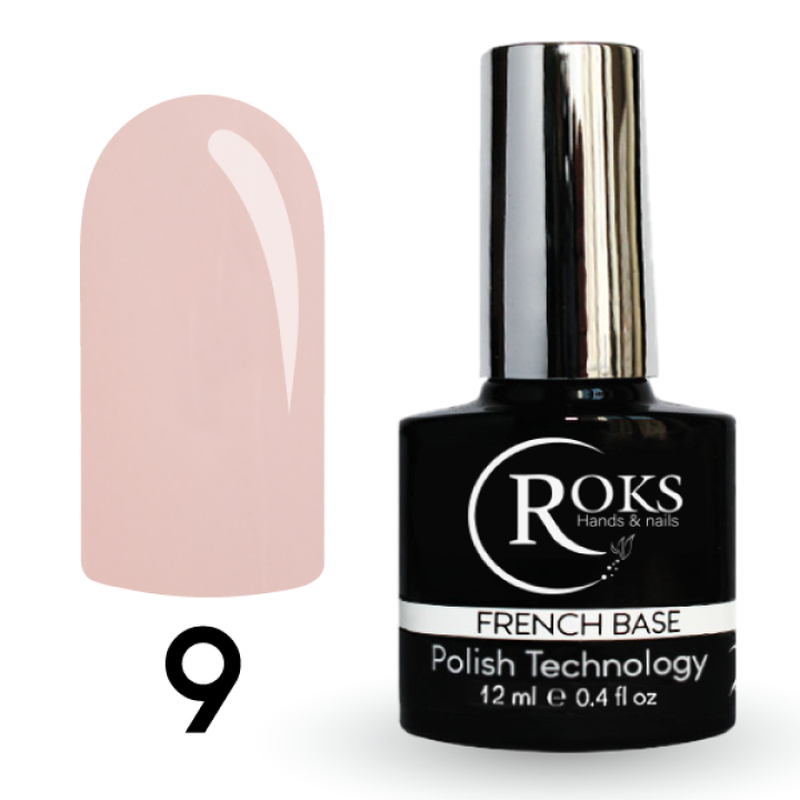Камуфлирующая база для ногтей ROKS Base Rubber French №009 (лилово-розовый) 12 мл