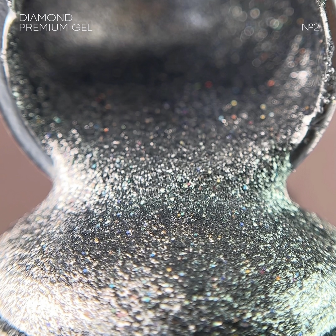 Гель лак для нігтів NAILSOFTHENIGHT Diamond Premium gel №02 (срібний голографік з дрібною металевою поталью ) 5 мл
