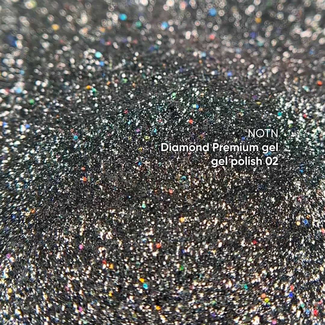 Гель лак для ногтей NAILSOFTHENIGHT Diamond Premium gel №02 (серебряный голографик с мелкой металлической поталью) 5 мл