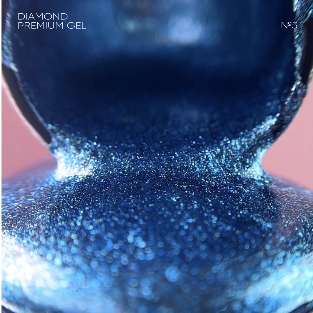 Гель лак для ногтей NAILSOFTHENIGHT Diamond Premium gel №05 (голубой с мелкой металлической поталью) 5 мл