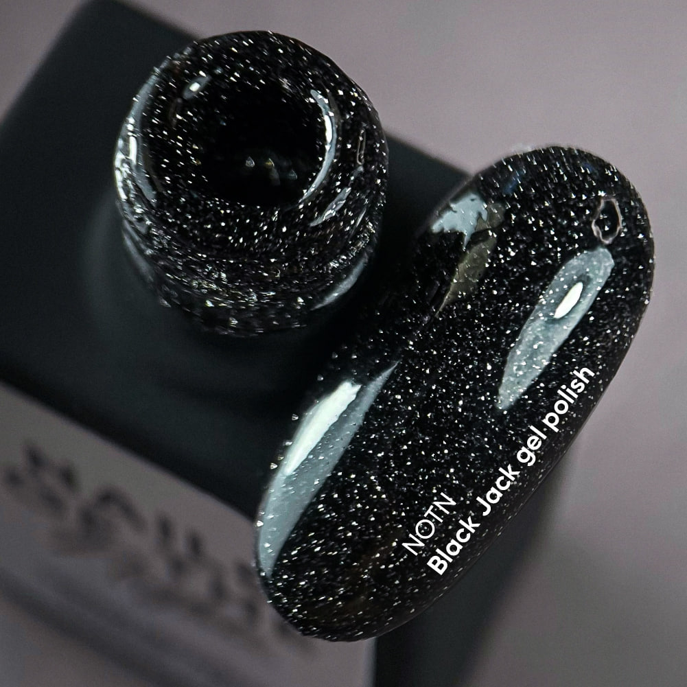 Гель лак NAILSOFTHENIGHT BLACK JACK gel polish (чорний зі шимером) 10 мл