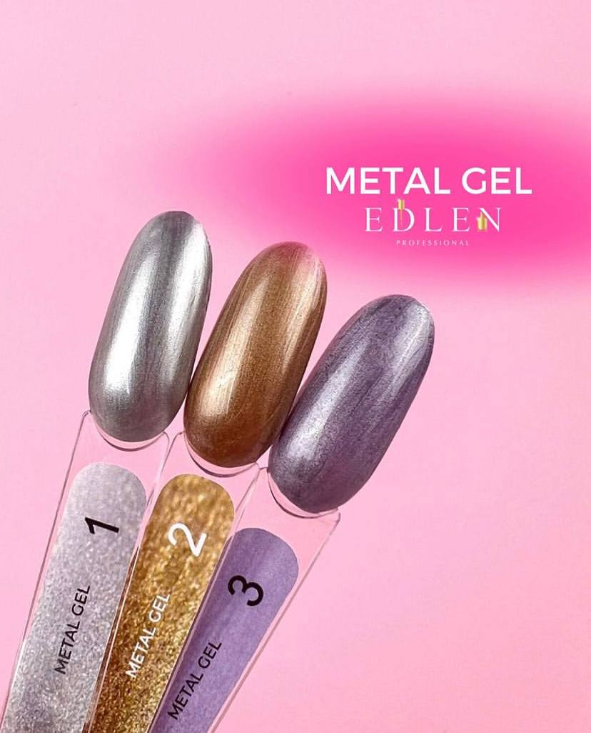 Гель краска металлическая Edlen New Formula Metal Gel №001 Silver (серебряная) 5 мл